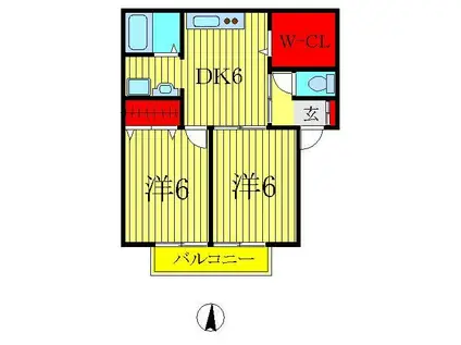 パル・ファミール(2DK/2階)の間取り写真