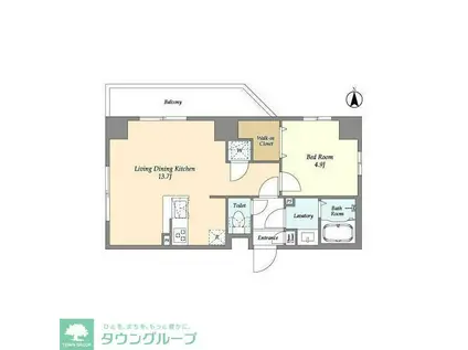 アルファコート谷在家(1LDK/4階)の間取り写真