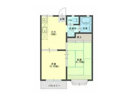 ベルメゾン多布施(2DK/1階)の間取り写真