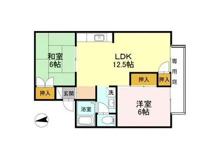 メゾン堀川 A棟(2LDK/1階)の間取り写真