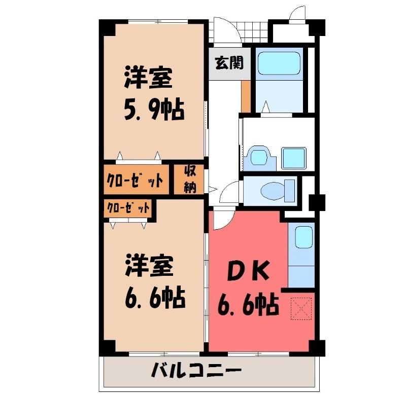 メディア―マ(2DK/2階)の間取り写真