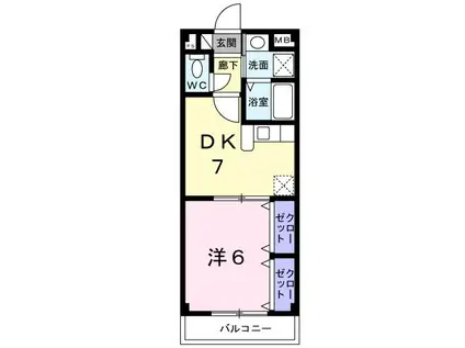 ポポラーレK(1DK/1階)の間取り写真