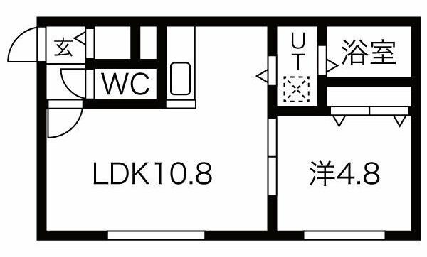 クラウドロア千歳(1LDK/1階)の間取り写真