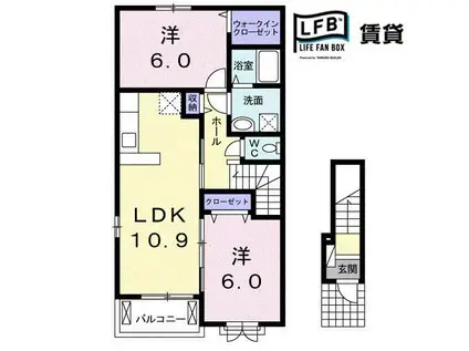 サニーメゾンA(2LDK/2階)の間取り写真