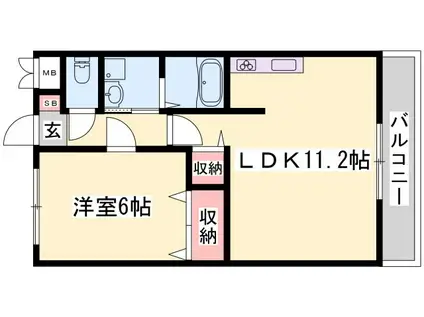 イーグレットハウス(1LDK/2階)の間取り写真