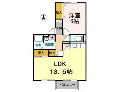 ブロッサムB(1LDK/1階)の間取り写真