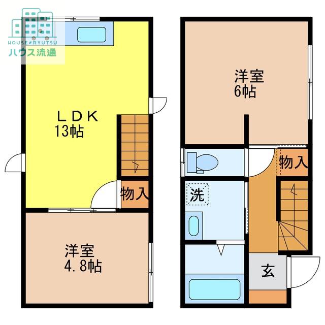 RIZエクリュ轟木(2LDK/1階)の間取り写真