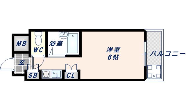 エムロード玉造(ワンルーム/5階)の間取り写真