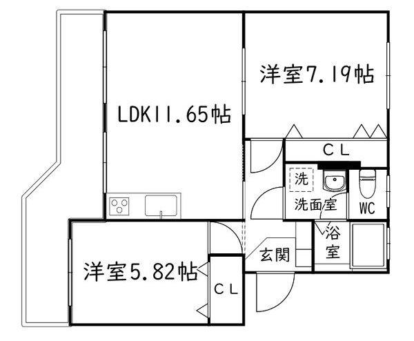 神谷マンション(2LDK/1階)の間取り写真