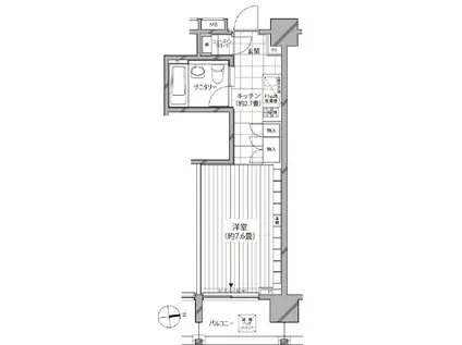 カスタリア麻布十番七面坂(ワンルーム/8階)の間取り写真
