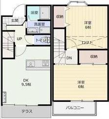 テラス66A(2LDK/1階)の間取り写真