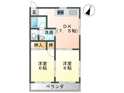 アパートメント井出(2DK/1階)の間取り写真