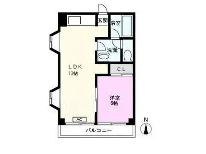 ピアレス南越谷(1LDK/1階)の間取り写真
