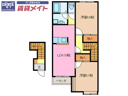 メゾンソレイユ(2LDK/2階)の間取り写真
