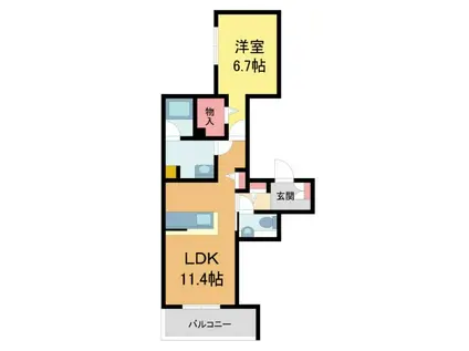 シャーメゾンプルミエ門戸厄神(1LDK/2階)の間取り写真
