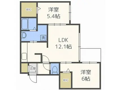 NOCE円山(2LDK/5階)の間取り写真
