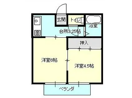 スカイハイツ(2K/2階)の間取り写真