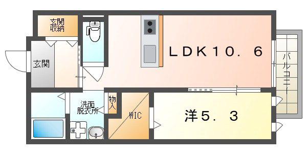アヴェニュー暁町(1LDK/2階)の間取り写真