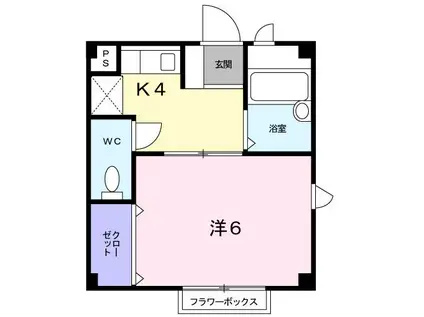 エバーグリーン森(1K/1階)の間取り写真