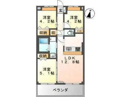 レジデンスガーデンIII(3LDK/2階)の間取り写真