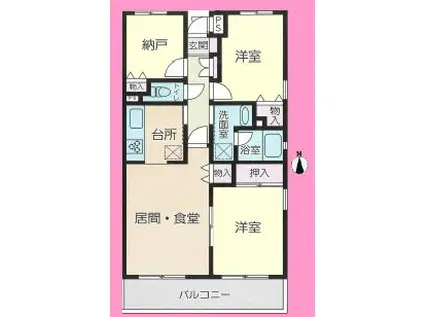 ソシア勝見田(2SLDK/2階)の間取り写真