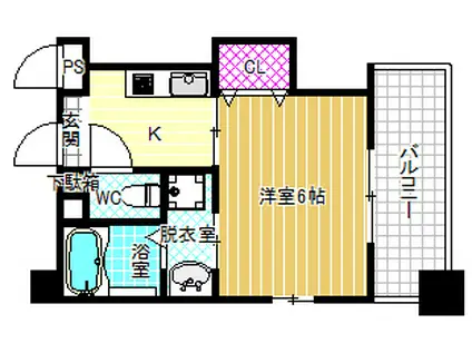 シャトートレイユ(1K/4階)の間取り写真