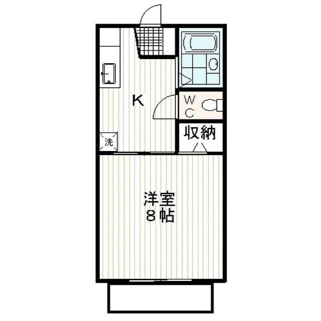 ハイコーポ柳郷地C(1K/2階)の間取り写真