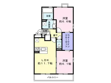 LA VIE CHAUD B館(2LDK/2階)の間取り写真