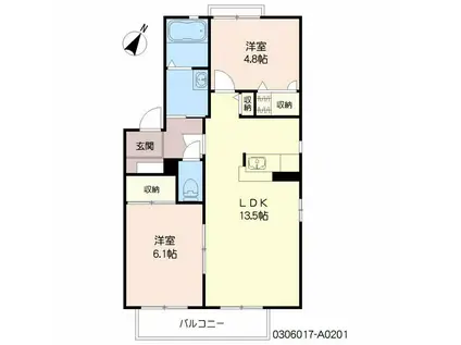 ガーデンプレイスA・B(2LDK/2階)の間取り写真