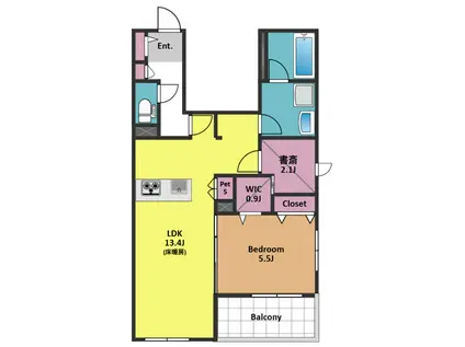 アストレ白金ガーデン(1LDK/3階)の間取り写真