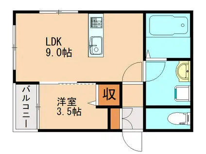 リアンコート飯塚(1LDK/1階)の間取り写真