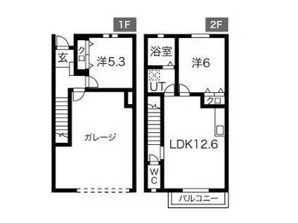 ガレージハウス一宮(2LDK/1階)の間取り写真