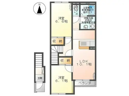 パルフェドルミナスII(2LDK/2階)の間取り写真