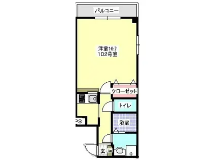 パークサイドヒルズ(1K/1階)の間取り写真