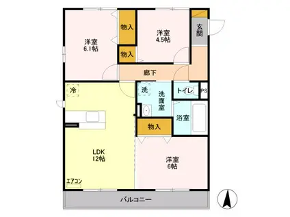 シャルメーヌ(3LDK/3階)の間取り写真