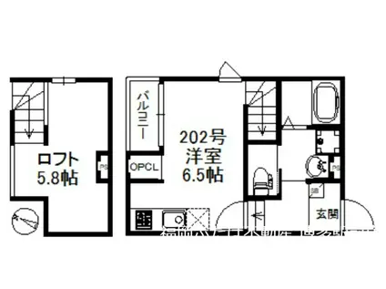 フォルトゥーナ竹下駅前(ワンルーム/2階)の間取り写真
