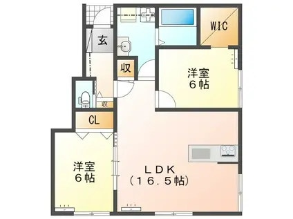ヴィオス(2LDK/1階)の間取り写真