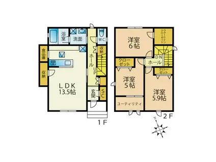 オズスクエア七隈(3LDK/2階)の間取り写真