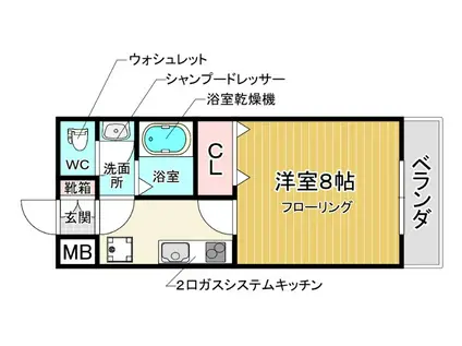 豊中市待兼山町PJ(1K/1階)の間取り写真