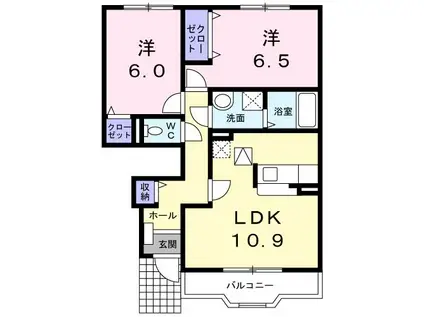メゾンノーブルII(2LDK/1階)の間取り写真