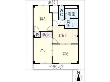 プレステージHAYANO(3DK/2階)の間取り写真