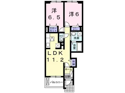 フルール(2LDK/1階)の間取り写真