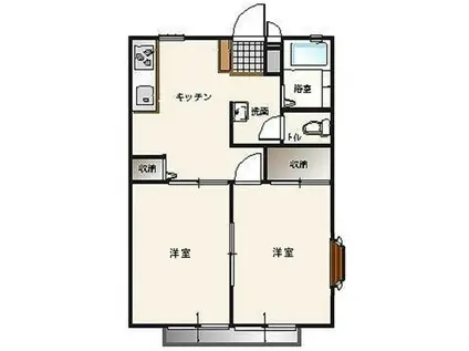 アメニティハイツB棟(2DK/2階)の間取り写真