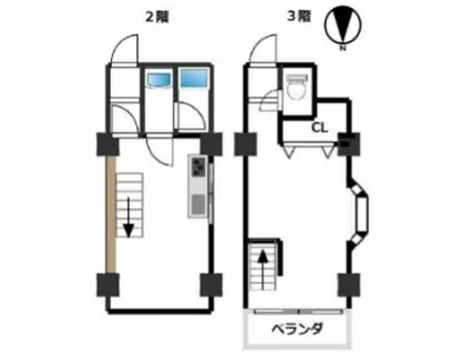 ファミール壱番館(1LK/2階)の間取り写真