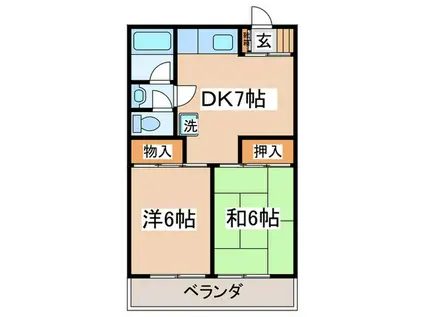サンハイム(2DK/1階)の間取り写真