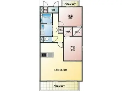 SOLANA(2LDK/1階)の間取り写真