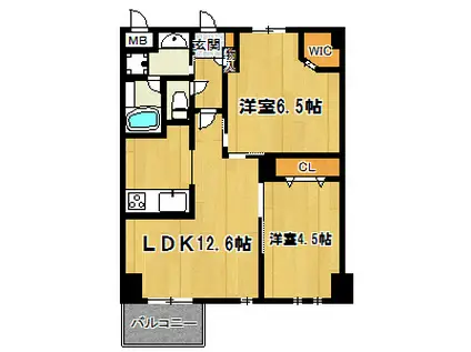 OUESTRIVIERE(2LDK/2階)の間取り写真