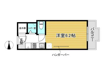 百万遍ハイツ(1K/4階)の間取り写真