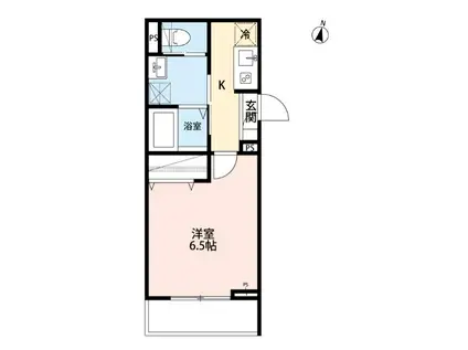 YK-FLAT(1K/2階)の間取り写真