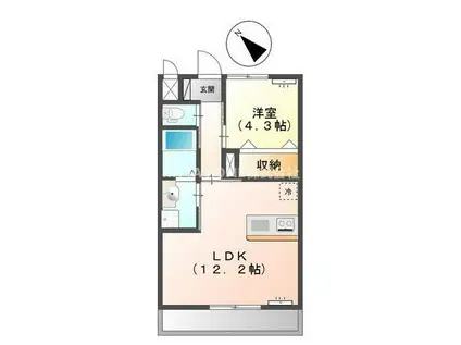 センターアイランド(1LDK/2階)の間取り写真